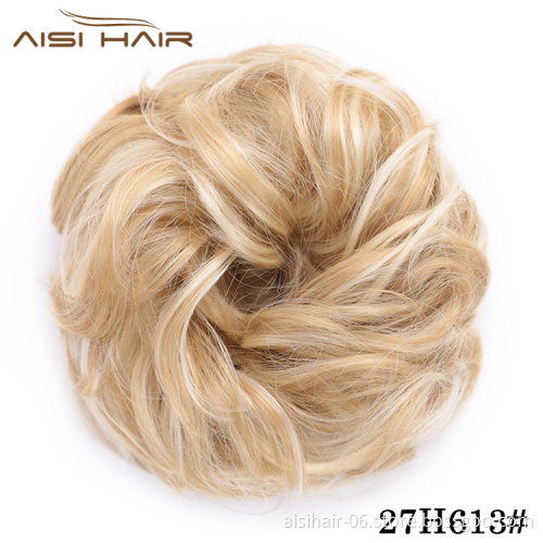 Aisi Hair Elastic Donut Blonde Ponytail Extensions Hair Ribbon Bundles Curly Synthetic Bun for Brides Women Hair Chignons Bun